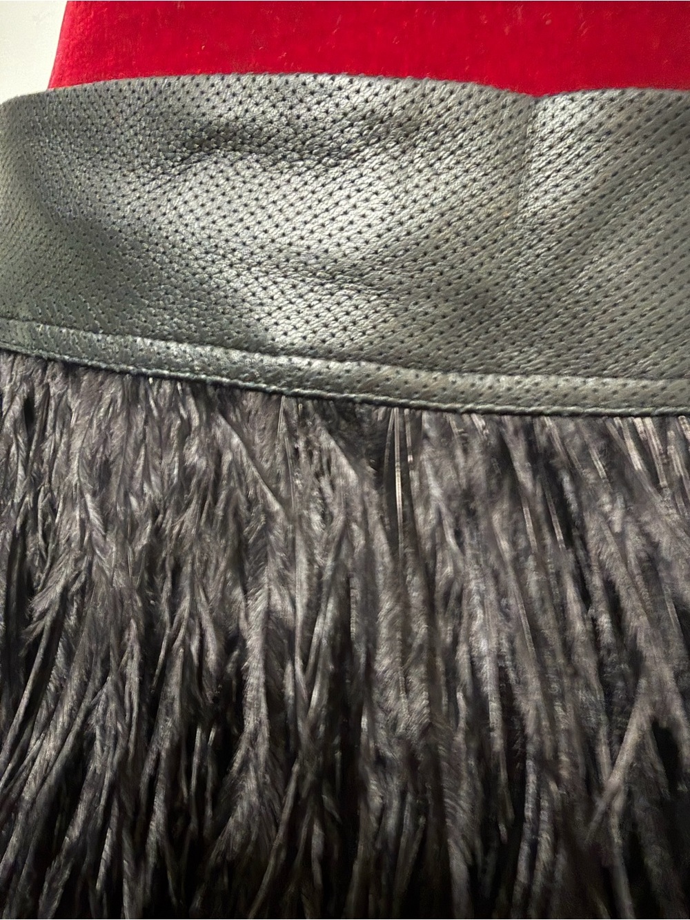 Robert Rodriguez Black Sheep Leather & Feather Mini Skirt - Size 8 - Picture 2 of 9